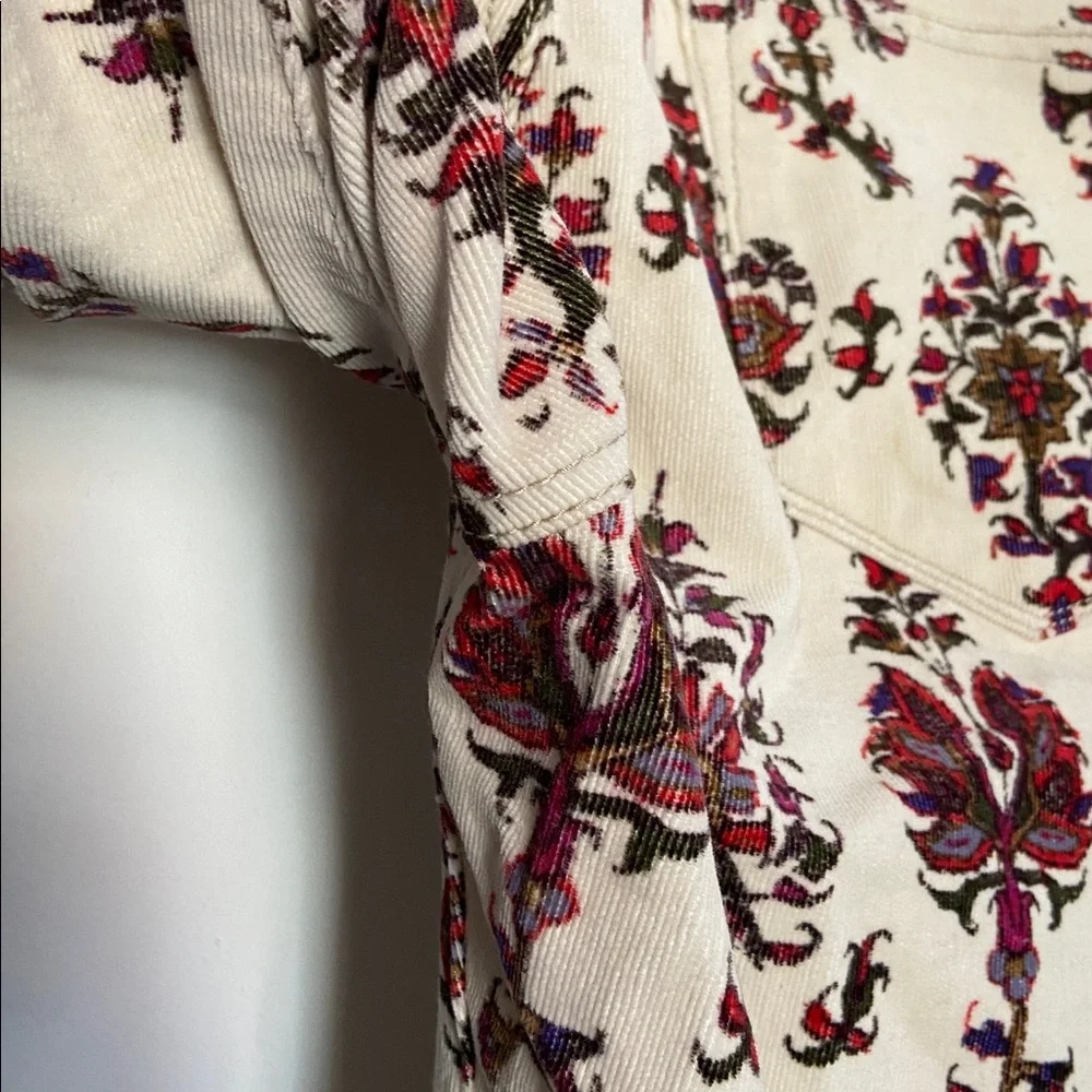 NWOT Anthropologie Pilcro cream corduroy boho printed bootcut jeans